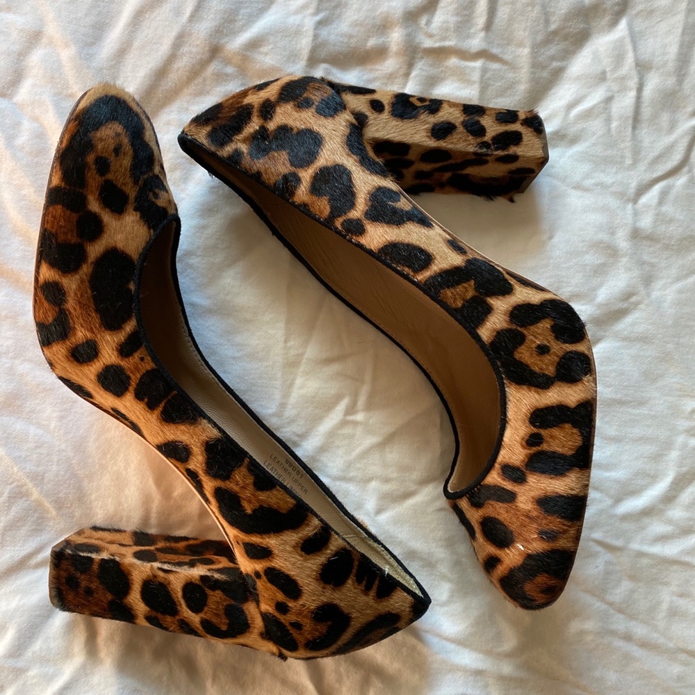 J. Crew Leopard Print Faux Fur Heels